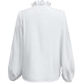 thumbnail image 3 of Women's Fall Long Sleeve Collar V Neck Button Down Ruffle Blouse Victorian Shirt Tops, 3 of 5
