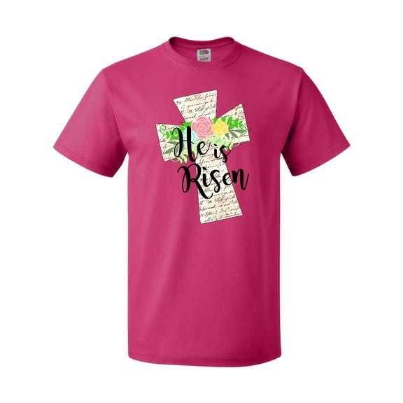 Inktastic He is Risen Cross with Script and Flowers T-Shirt