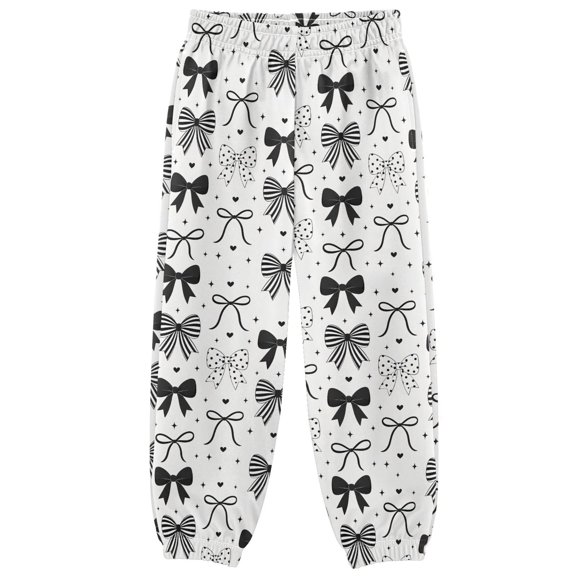 Black White Bows Stars Boys Pants Kids Casual Sweatpants Joggers Toddler Sports Pants 3-10 Years