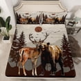 thumbnail image 2 of jejeloiu Jungle Ear Bear Bed Sheets,Natural Scenery King Sheets,Retro Aztec Geometric Sheet Set For Adults,Microfiber Bedroom Decor,4-Piece, 2 of 7