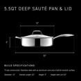 thumbnail image 3 of HexClad Hybrid Nonstick 5.5-Quart Deep Sauté Pan with Tempered Glass Lid, Stay-Cool Handle, Dishwasher-Friendly, Oven-Safe Up to 900°F, Induction Ready, Compatible All Cooktops, 3 of 4