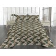 thumbnail image 2 of Ambesonne Nature Quilted Bedspread Set 3 Pcs, Exotic Leaf Sketch Pattern, Twin, Hunter Green Ivory and Sepia, 2 of 4