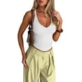 thumbnail image 1 of Women'S Spaghetti Strap V-Neck Ribbed Tank Tops for Women Slim Fitted Camisole Basic Shirts White S, 1 of 7
