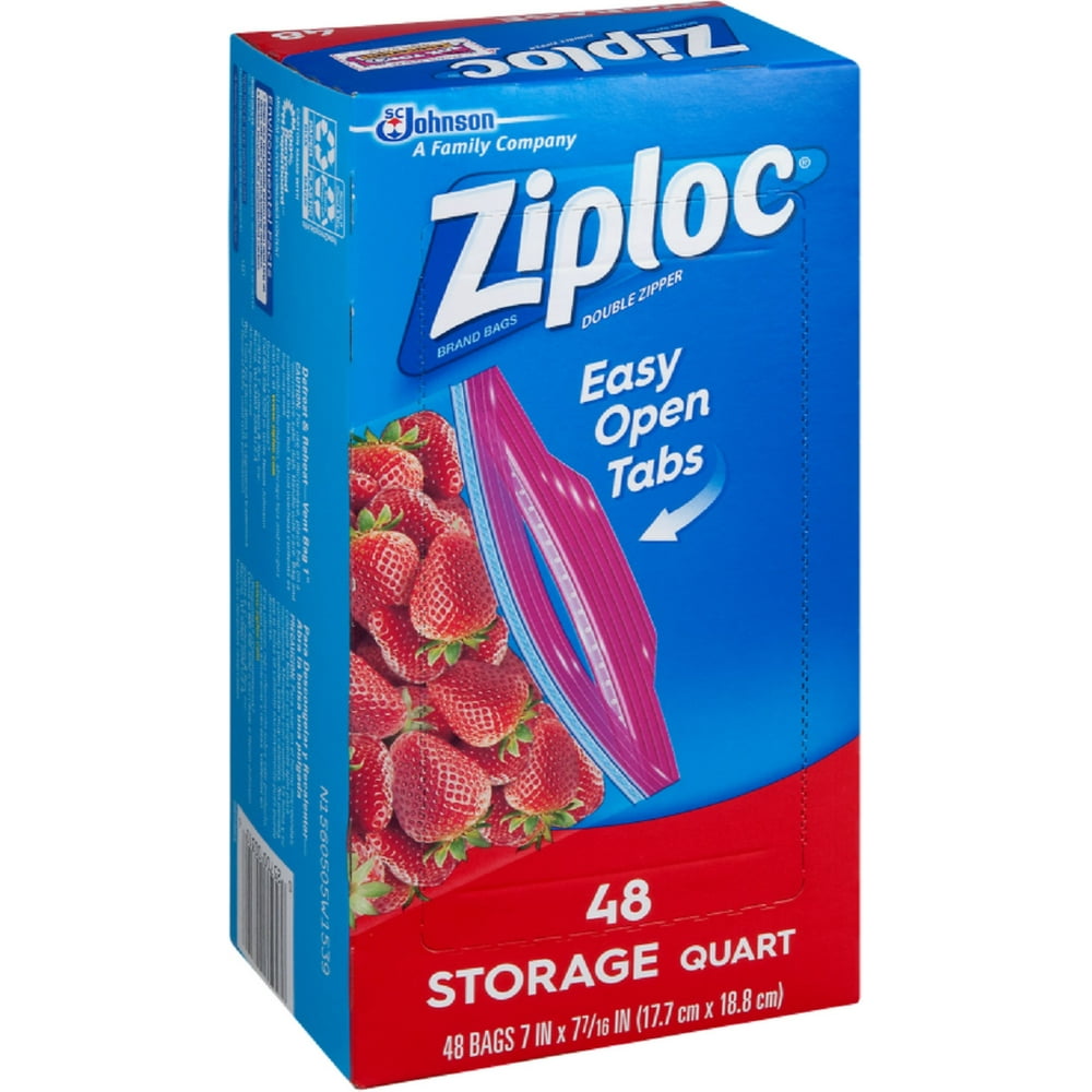 Ziploc Storage Quart Bags 48 Ea Pack Of 3 7396