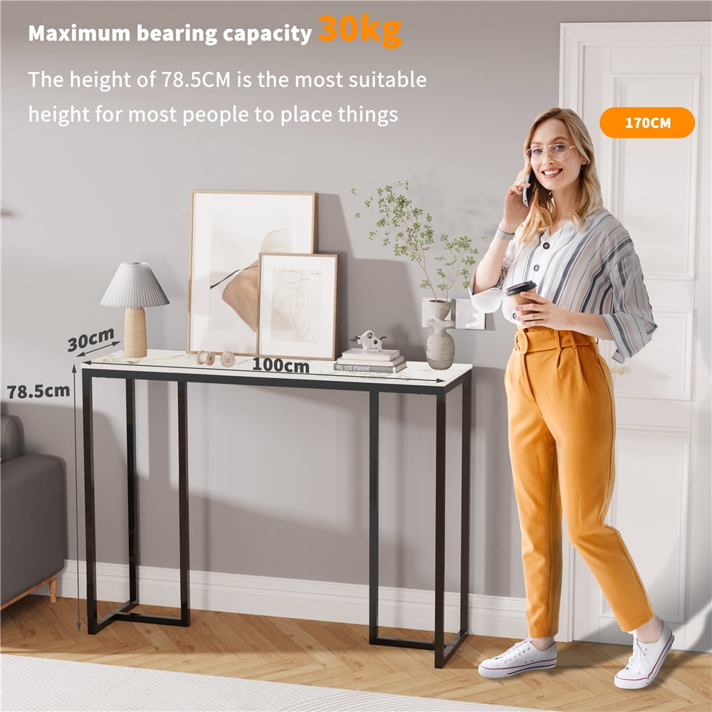 Wisfor Sintered Stone Console Table Narrow Long Sofa Table for Entryway Living Room,White Emerald