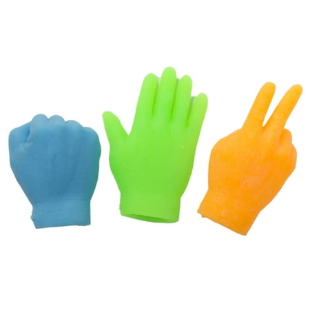 Paper Bag Puppets Kit - Set Of 3 Assorted Color Rock Paper Scissors Latex Finger Puppets
