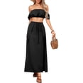 thumbnail image 2 of EASYBRA Womens Sexy Two Piece Vacation Set Sleeveless Top Long Split Maxi Skirt Beach Cover Up Outfit, 2 of 7