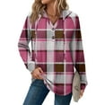 thumbnail image 4 of UoCefik Women Hoodie Long Sleeve Casual Plaid Button Down Hooded Sweatshirt Fall Drawstring Pullover Lightweight Shirts Oversized Travel Sweater Hoodies Loose Fit Clothes Hot Pink XXL, 4 of 5