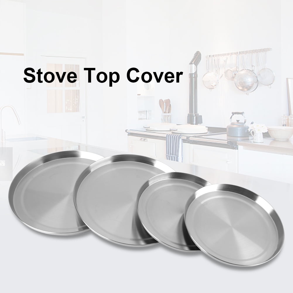 4Pcs/Set Stainless Steel Kitchen Stove Top Burner Covers Cooker Protection Prevent Rust and Corrosion Stainless Steel Stove Top Cover 