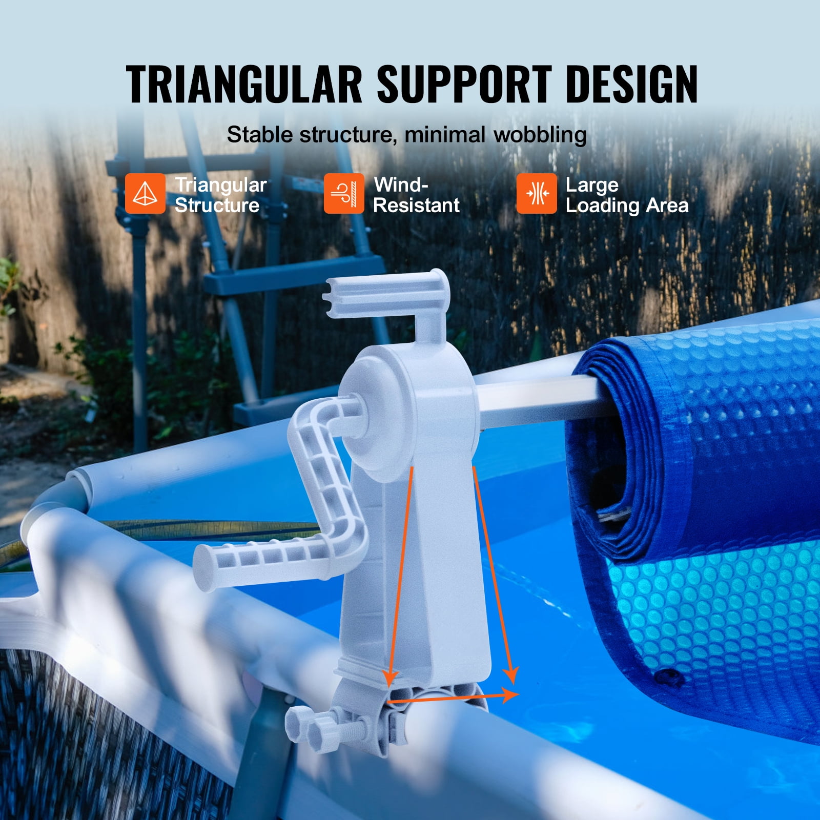 SKYSHALO 20ft Rectangular Pool Cover Reel, Blue