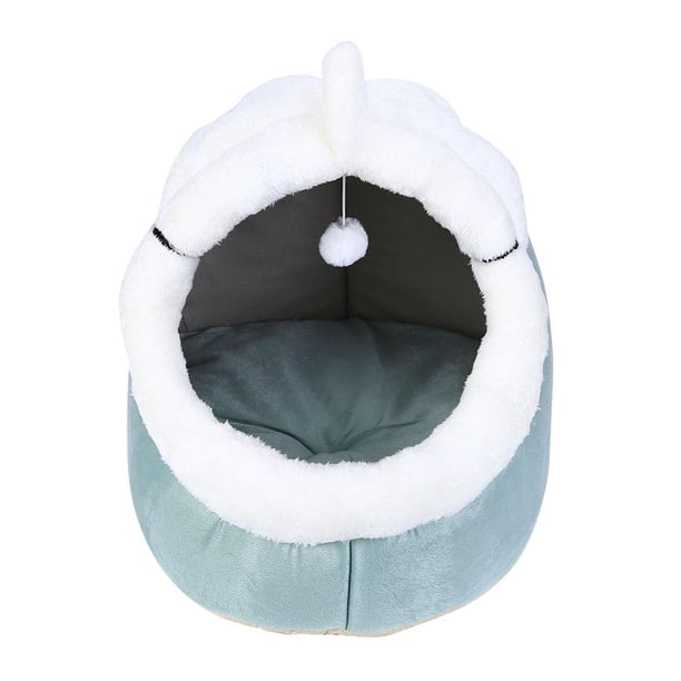 WDOplteas Cama Cerrada para Gatos Casa Antideslizante Cesta para Pequeños Y Cálidos en Invierno (Verde L)