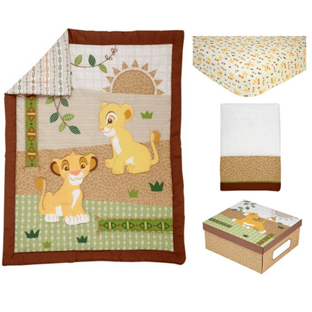 Retro Circles Crib Bedding - Lion King Under the Sun 4 Piece Crib Bedding Set