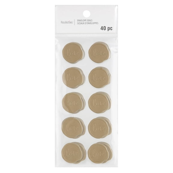 Recollections Gold Love Faux Wax Envelope Seals, 12 Packs: 40 ct. (480 total)