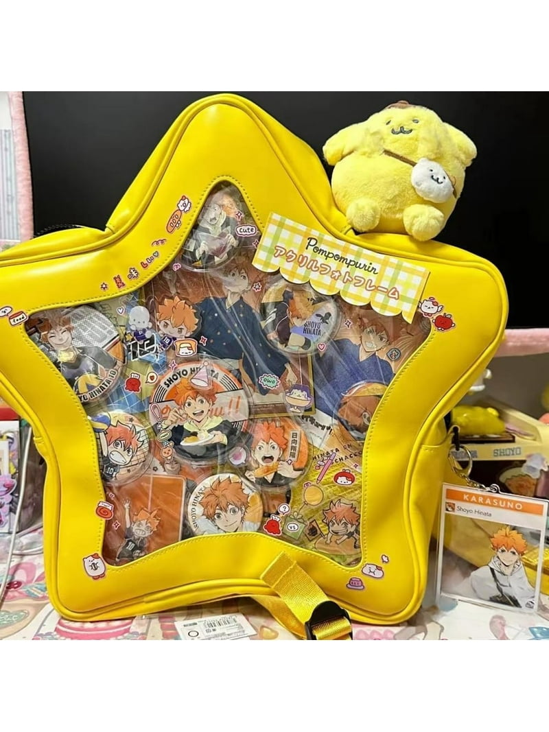Yellow Star Kawaii Backpack PU Leather Ita Bag Backpack Y2k  display picture 1
