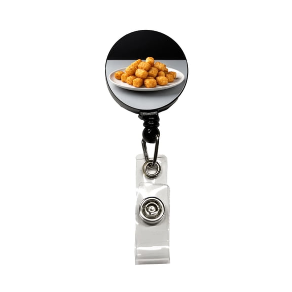 Tater Tots Plate Retractable Reel ID Badge Key Card Name Tag Holder with Clip