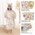 thumbnail image 4 of Dailycode Wearable Blanket Hoodie Oversized Sherpa Flannel Blankets with Pocket for 3-14 Year Old Lilac Yellow Pastel Flower, 4 of 7