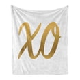 thumbnail image 1 of Xo Soft Flannel Fleece Blanket, Hugs and Kisses Valentine Days Inspired Background Vintage Style Celebration Image, Cozy Plush for Indoor and Outdoor Use, 50" x 60", Sand Brown White, by Ambesonne, 1 of 6