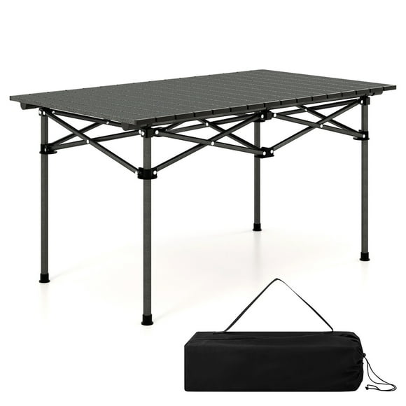Gymax Table de Camping en Aluminium pour 4-6 Personnes Pliante Table de Pique-Nique avec Sac de Transport