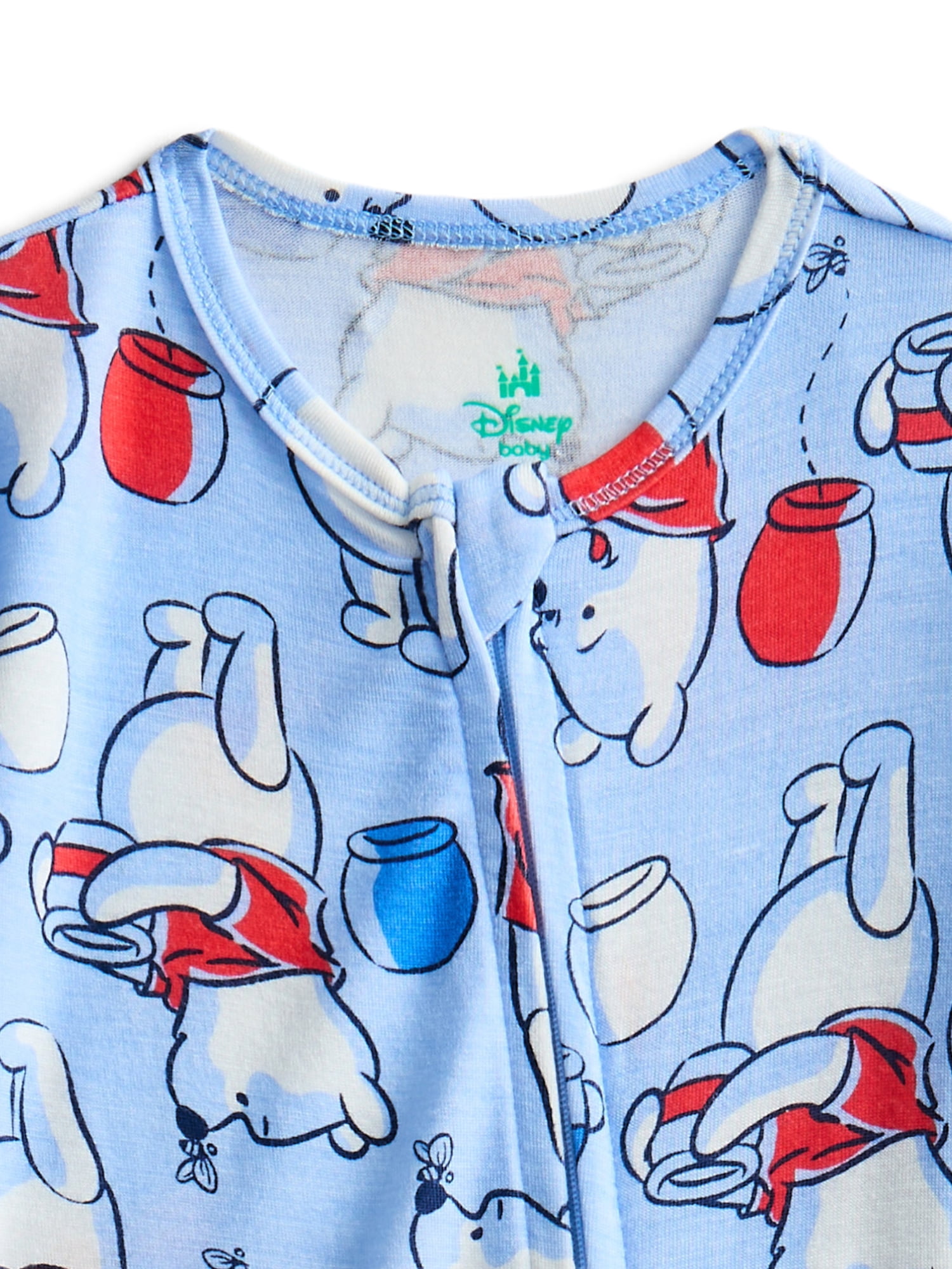 Disney Winnie the Pooh Baby Boys Viscose Patriotic Americana Sleep and Play Footed One-Piece, Sizes NB-6/9M