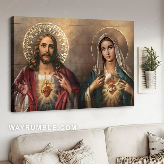 Stunning Maria painting, The life of Jesus, Amazing hearts - Jesus Landscape poster Prints, Home Decor Wall Art, UNFRAMED-8x12