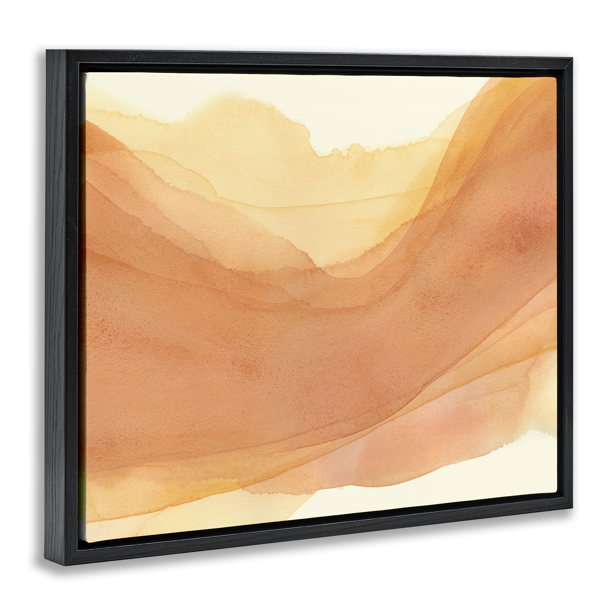 Stupell Industries Orange Splash Wave Abstract Painting Black Floater Framed Canvas Art Print Wall Art, 31 x 25