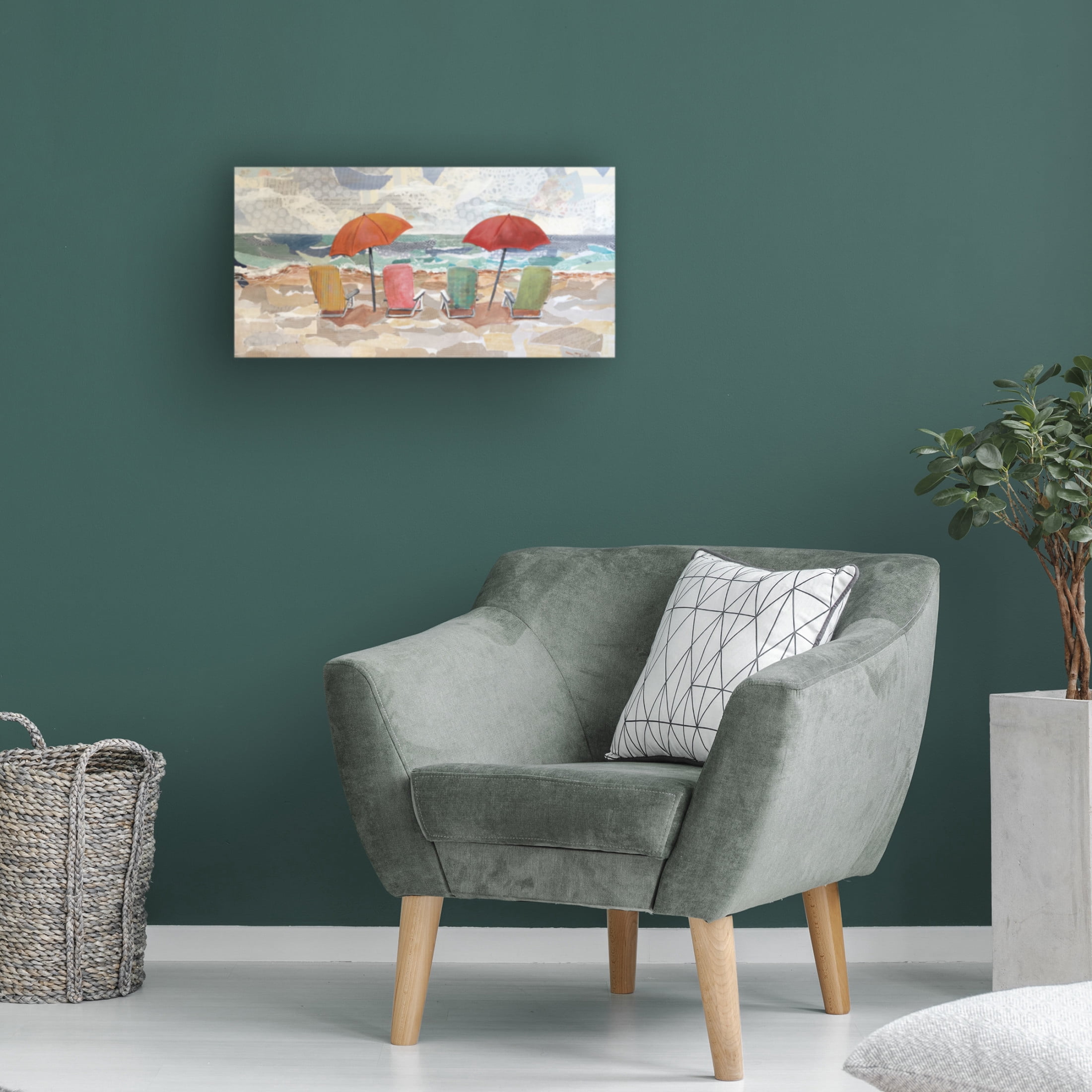 Canvas Wall Art - Christine Rotolo 'Mixed Media Beach Chairs' Wall Art for Living Room, Bedroom, or Office Décor by Trademark Fine Art - 32 x 16 Inches