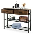 thumbnail image 1 of Fonirra Console Table with 2 Drawers for Entryway Industrial Narrow Long Sofa Table with Metal Frame Storage Shelves for Living Room,Kitchen,Entryway,Black Walnut, 1 of 7