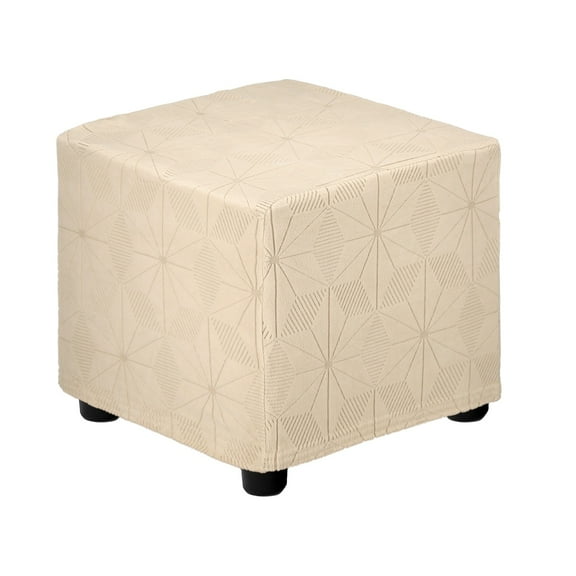Jacquard Square Ottoman Cover Fit Length 13"-18", S-Large, Khaki