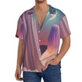 thumbnail image 7 of Lsque Dreamy Moonlit Window print Men's Cuban Collar Short Sleeve Shirt Summer Beachwear Casual Button Down Fashionable Vacation Leisure Shirt-Small, 7 of 7