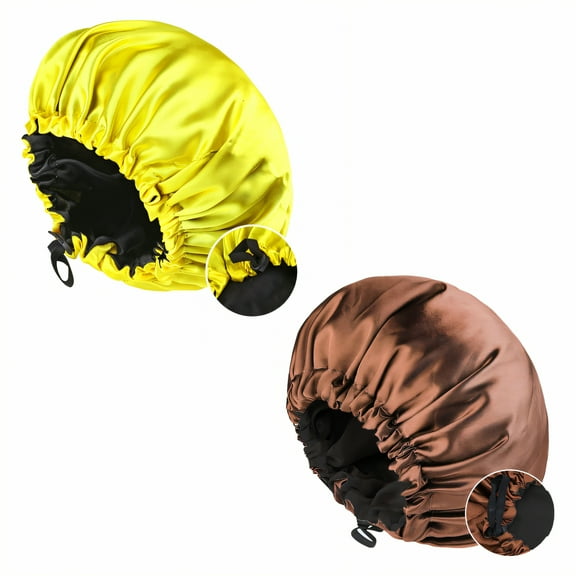 TELOLY 2Pcs Silk Bonnet for Sleeping,Thin and Space-Saving Hair Bonnet for Sleeping,Reduces Hair Friction and Tangling at Night Satin Bonnet,Multicolor17,OneSize