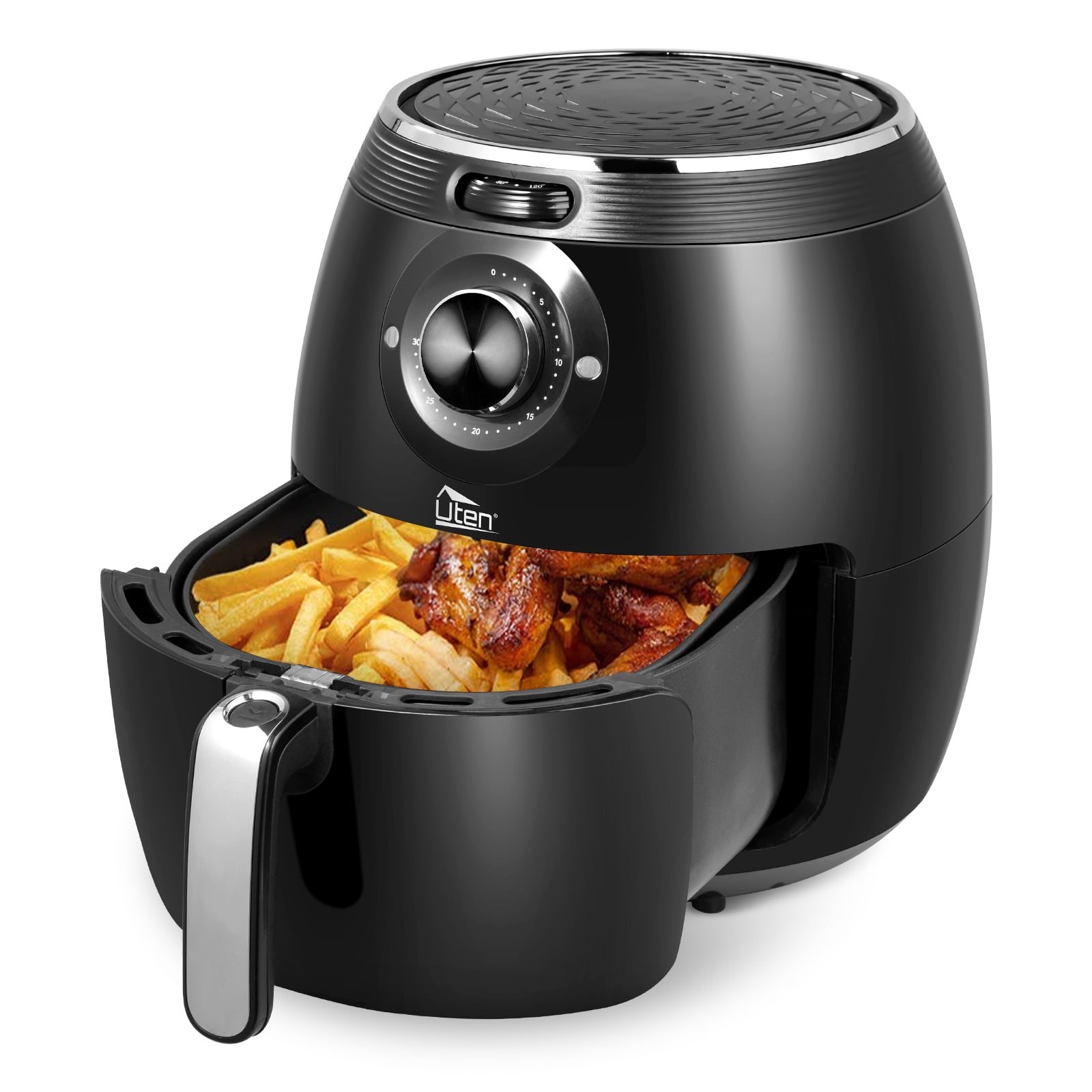 Uten 5.8 Qt Air Fryer, 1700 W 8-in-1 Oil-Free Air Fryer with Nonstick Basket, Black