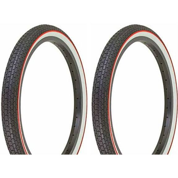 Lowrider Two Bike tire Duro 20 x 1.75 Black/White Side Wall Red Line HF-120A. Bicycle tire,Bike Parts,Bicycle Parts