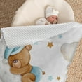thumbnail image 5 of Blue Moon Bear Crib Bedding Set -, 3 Piece Baby Crib Set - & Double Layer Dotted Backing Flannel Blanket, Crib Sheet, Pillow Cover, Nursery Crib Set - for Toddler Infants, Fitted Sheet Set -(60"x80"), 5 of 6