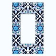 thumbnail image 5 of Metal Light Switch Plate Cover White Blue Mandala Flower Tile Pattern MDL031, 5 of 13