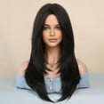 thumbnail image 1 of Long Wig Human Hair with Bangs and Wig Cap Glueless Straight Curly Natural Layered Synthetic Wigs 25 Inch, 1 of 5