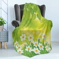 thumbnail image 4 of Daffodil Soft Flannel Fleece Blanket, Daffodils Under Vibrant Tree Branch Leaves Spring Petals Seasonal Foliage Theme, Cozy Plush for Indoor and Outdoor Use, 70" x 90", Green Yellow, by Ambesonne, 4 of 5