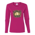 thumbnail image 3 of Softball Life Animal Print Girl Sports Womens Graphic Long Sleeve T-Shirt, Fuschia, XX-Large, 3 of 5