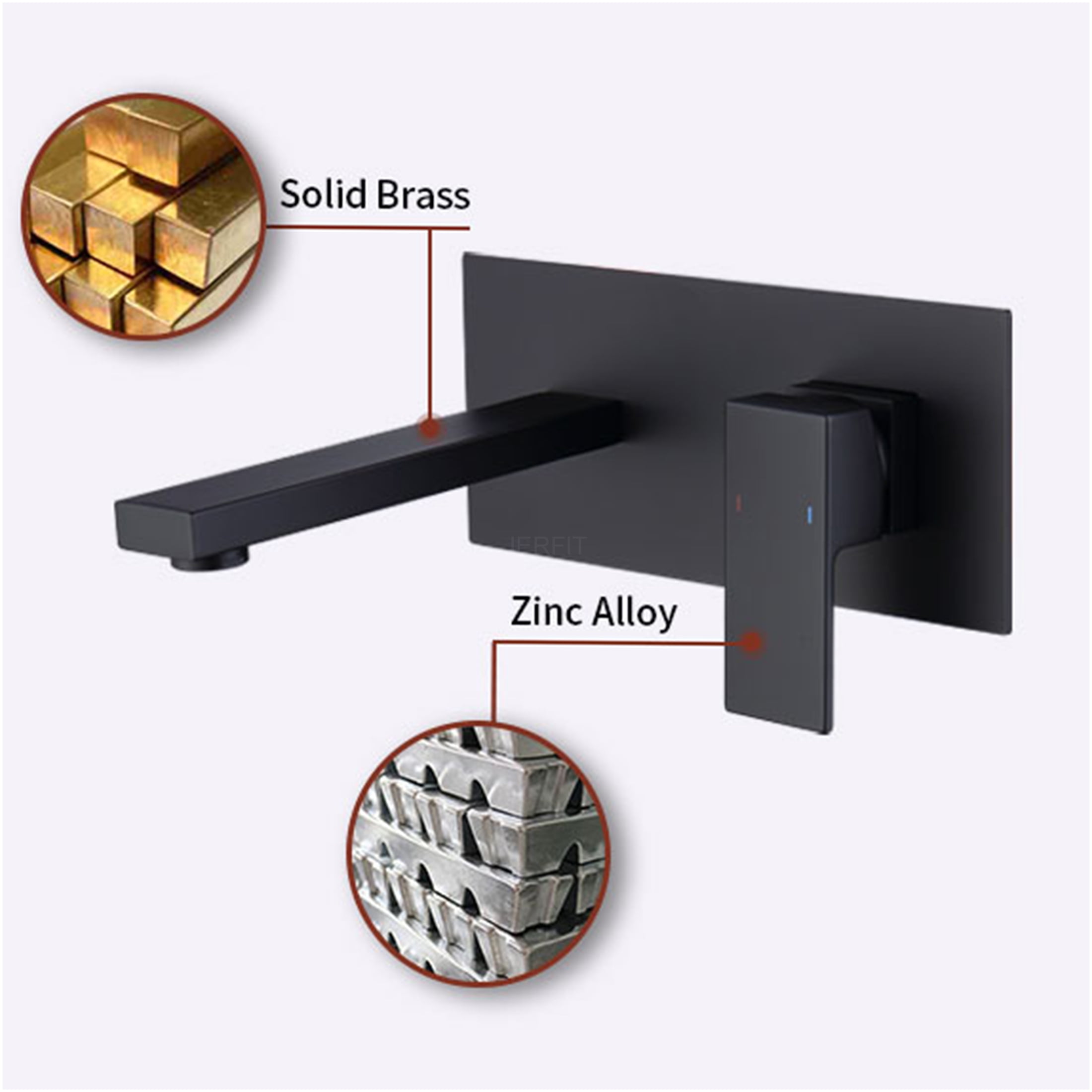 JERFIT Matte Black Wall Mount Bathroom Faucet with Valve, Single Handle Brass Vessel Sink Faucet for Bathtub or Wash Basin