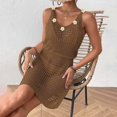 thumbnail image 6 of zaveiop Summer Crochet Hollow out Knit Beach Bathing Suit Swim Cover ups Cruise Outfits Vacation Dresses for Women 2026 (Coffee, L), 6 of 7