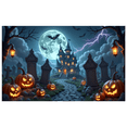 thumbnail image 1 of Gothic Design Halloween Banner with Scary Pumpkins Spooky Castle Backdrop Dark Atmosphere for Halloween Party Decoration, 1 of 5