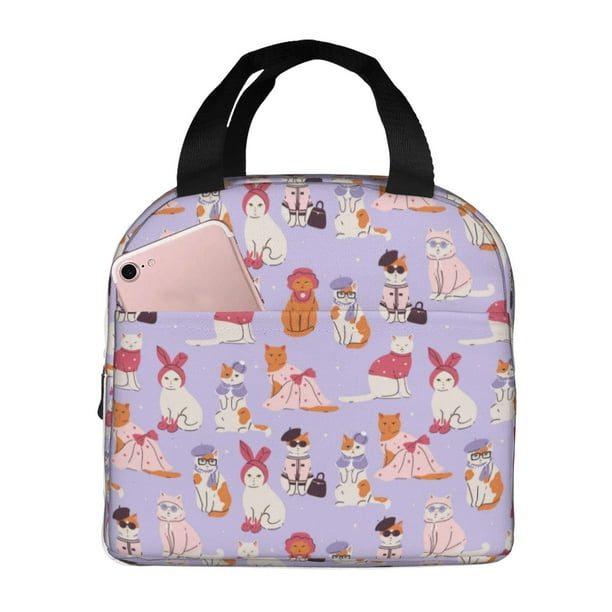 Easygdp Fashionable Cats Bolsa Térmica Premium - Tela Oxford Impermeable, Gran Capacidad, Bolsillo Frontal, Unisex para Trabajo, Escuela, Actividades al Aire Libre y Picnics