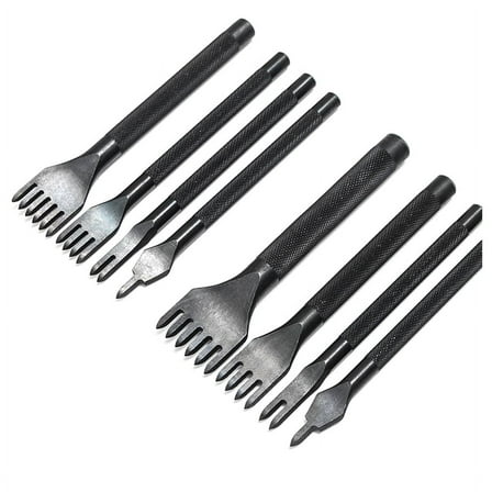 8Pcs 3mm 4mm 1/2/4/6 Prongs Inch Chisel Leather Craft Tools Hole Punch Lacing Stitching Perforate Leather Hole Puncher