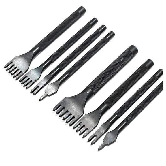 8Pcs 3mm 4mm 1/2/4/6 Prongs Inch Chisel Leather Craft Tools Hole Punch Lacing Stitching Perforate Leather Hole Puncher