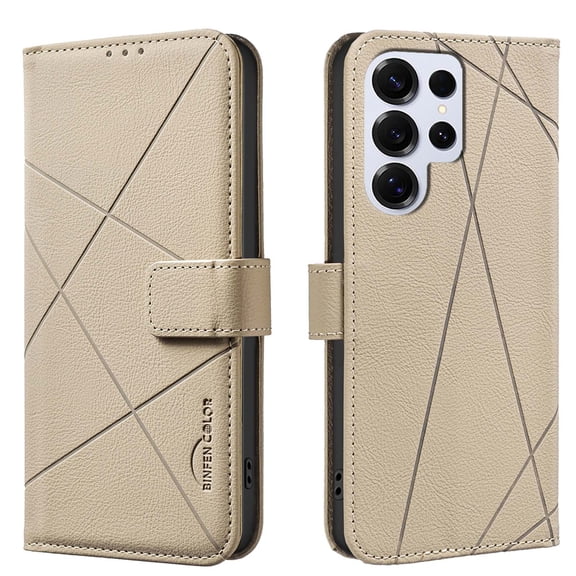 for Samsung Galaxy S26 Ultra Flip Case, RFID Blocking, Card Holder Wallet, Vegan PU Leather, Adjustable Stand Cell Phone Case, for Women & Men, Magnetic Clasp, for Samsung Galaxy S26 Ultra, Beige