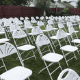 thumbnail image 4 of MoNiBloom Plastic Folding Chair with Fan Back, 10pcs Portable Commercial Seat, for Wedding Picnic Banquet, White, 4 of 12