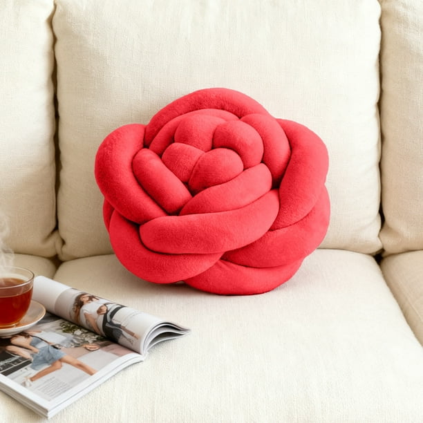 Cojín decorativo de poliéster con patrón de rosas, cojín decorativo de poliéster tejido a mano para sofá cama y silla de oficina