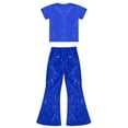 thumbnail image 4 of iiniim Boys Girls Hip Hop Jazz Disco Performance Dance Costume Sequins Short Sleeve T-Shirt Tops with Royal Blue 150, 4 of 5