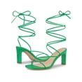 thumbnail image 6 of BLISSFUL STEP Women's Lace Up Strappy Block High Heel Sandals, 6 of 8