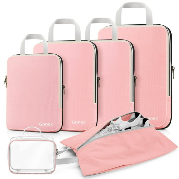 Juego de cubos de compresión Gonex expandibles de 6 unidades, color rosa