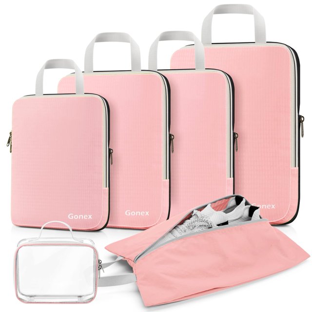 Juego de cubos de compresión Gonex expandibles de 6 unidades, color rosa